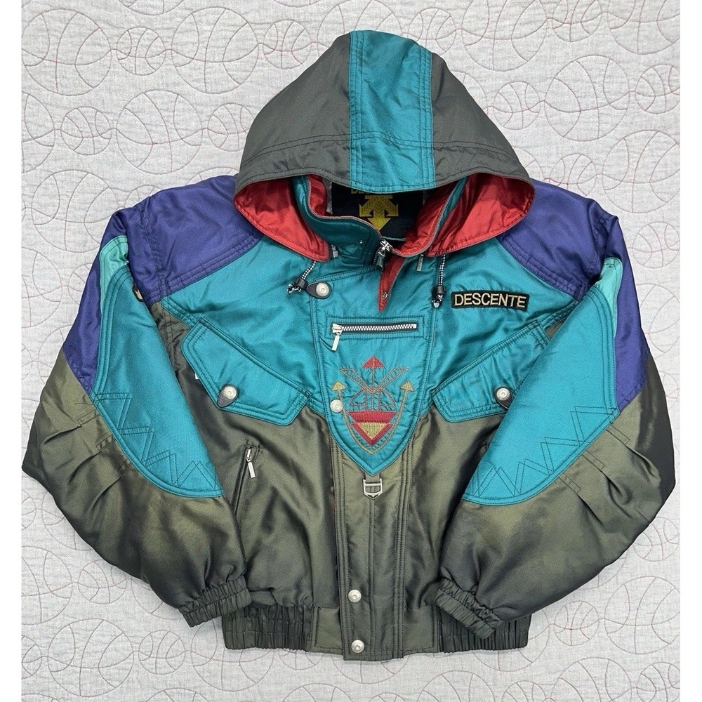 Descente Ski Jacket Teal Purple Colorblock Embroidered / Men's Small